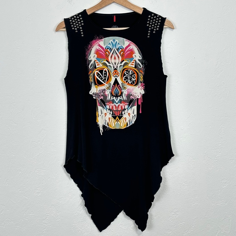 Day of the Dead Sugar Skull Tank Top Size Large Dia de los Muertos Festival